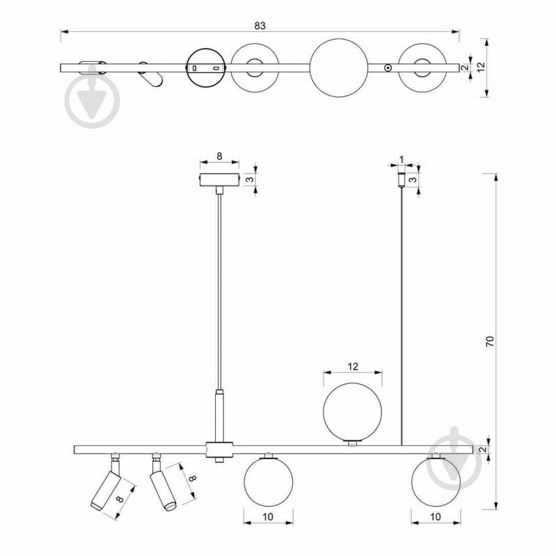 Світильник підвісний Milagro Lighting SIRIO 5xG9 5x7 Вт G9 чорно-білий MLP8408 - фото 2