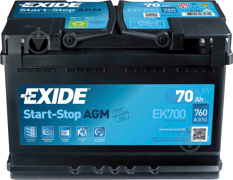 ᐉ Акумулятор автомобільний EXIDE START-STOP AGM 96Ah 850A 12V EK960 ...