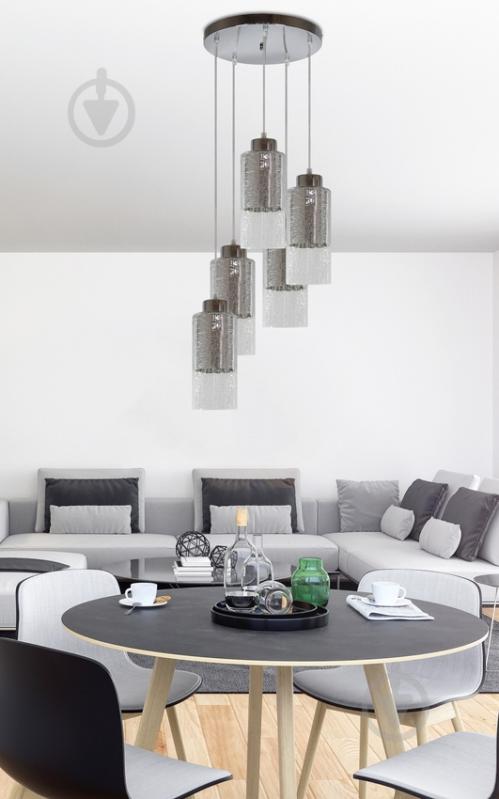 Люстра подвесная Candellux LIBANO 5x60 Вт E27 прозрачный/серебро 35-51813 - фото 3