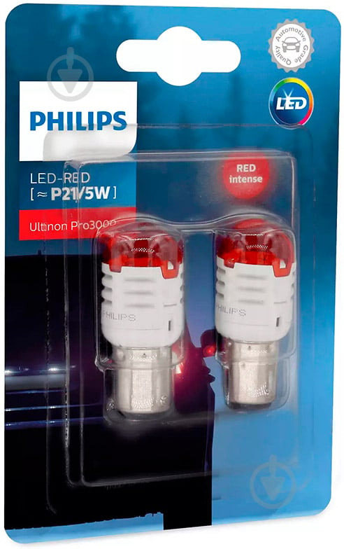 Автолампа светодиодная Philips Ultinon Pro3000 P21/5W 2 шт.(11499U30RB2) - фото 3