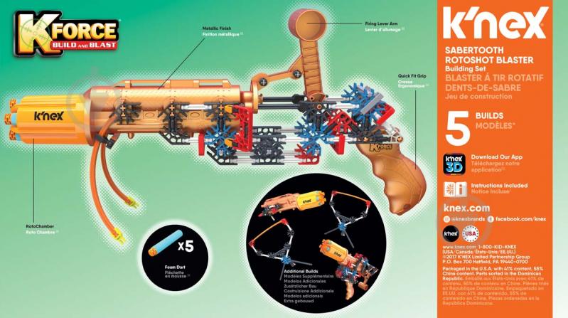 Конструктор K'Nex Sabertooth Rotoshot Blaster 47024 - фото 2