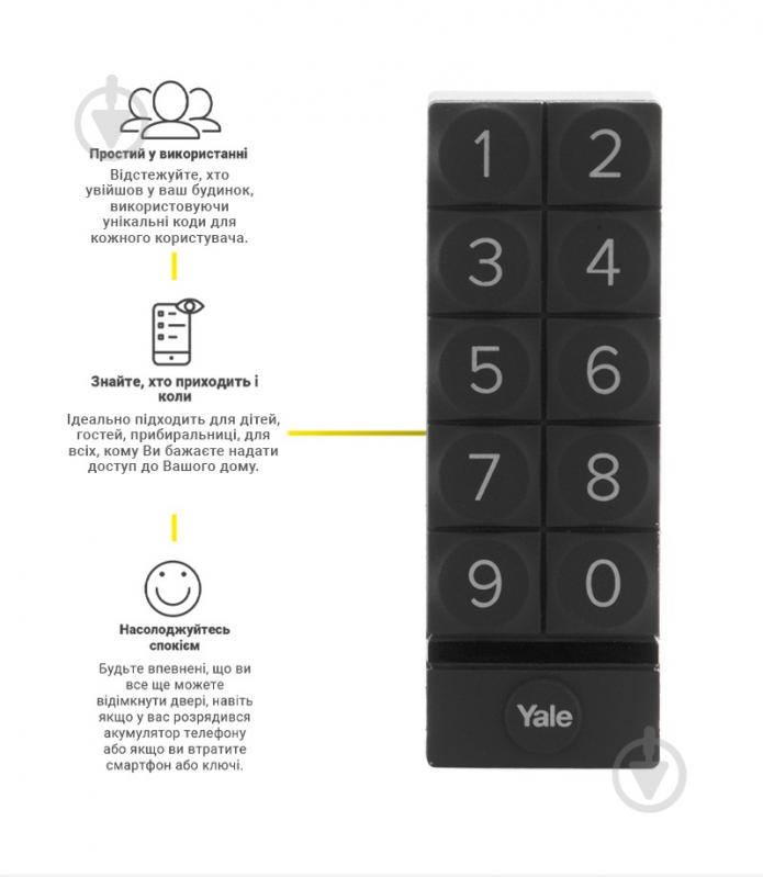 Панель кодовая YALE LINUS Keypad чорный доступ за кодом для контроллера - фото 2