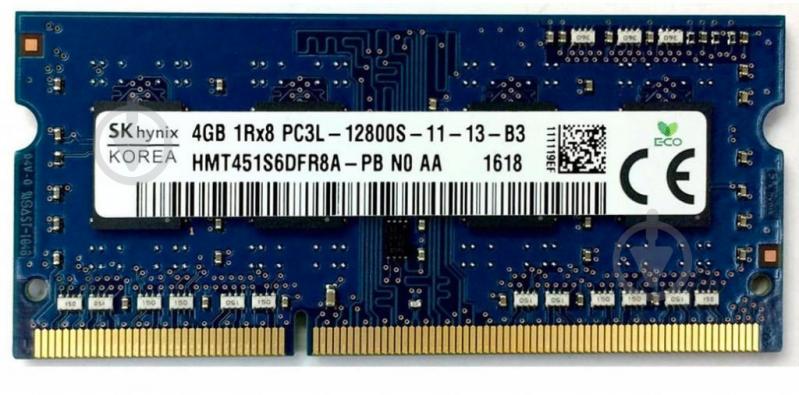 Оперативна пам'ять Hynix SODIMM DDR3L 4 GB (1x4GB) 1600 MHz (HMT451S6DFR8A-PB) - фото 1