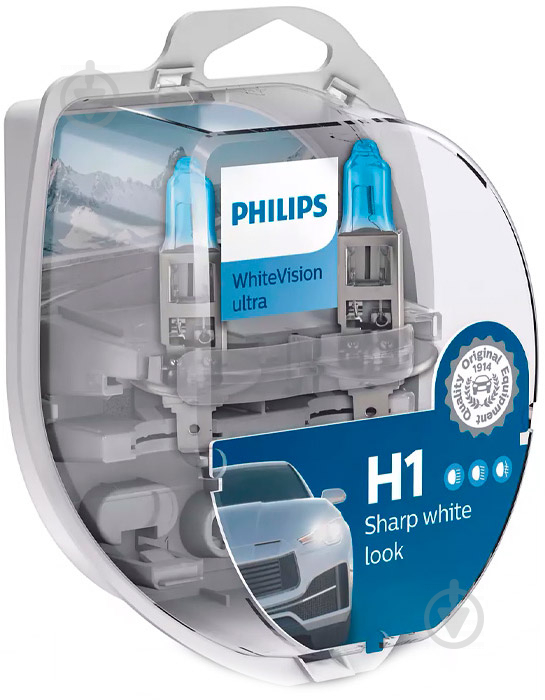 Автолампа галогенная Philips WhiteVision Ultra H1 55 Вт 2 шт.(12258WVUSM) - фото 2