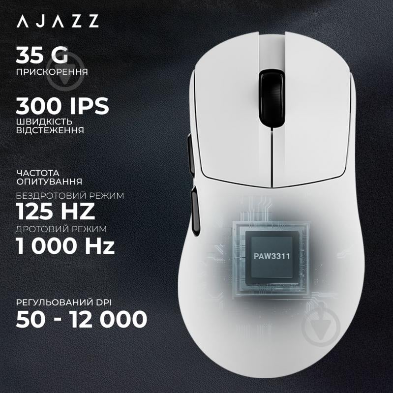 Мишка бездротова Ajazz v2 max white-3 Model-3311 white (AJ179-V2-MAX-W) - фото 10 Мишка бездротова Ajazz v2 max white-3 Model-3311 white (AJ179-V2-MAX-W) - фото 10