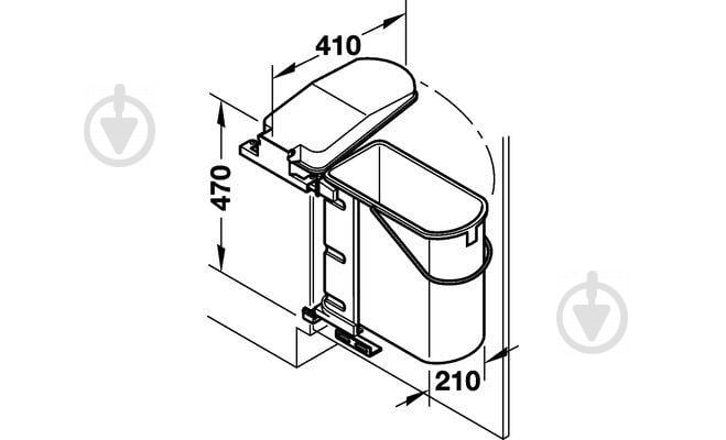 Відро для сміття Hafele вбудоване з кріпленням на двері з відкидною кришкою 19 л світло-сірий 502.00.507 - фото 3