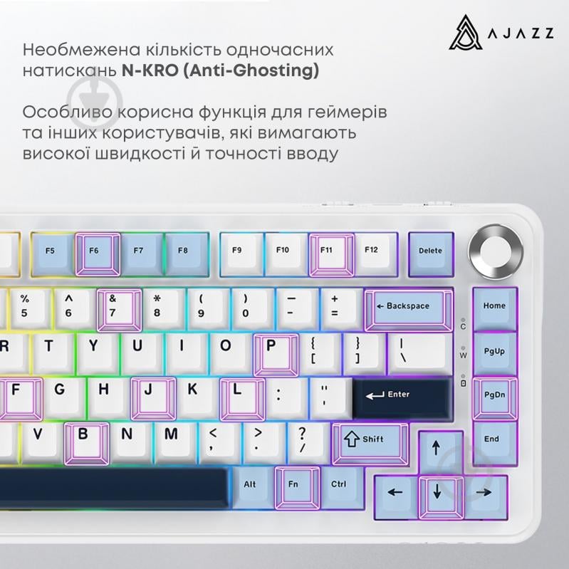 Клавіатура бездротова Ajazz MAX PLUS -Daydream Switch-Blue-White-Dark Blue-3 model-with screen- RGB (AK820MAX-DD-BWD) whi - фото 10 Клавіатура бездротова Ajazz MAX PLUS -Daydream Switch-Blue-White-Dark Blue-3 model-with screen- RGB (AK820MAX-DD-BWD) whi - фото 10