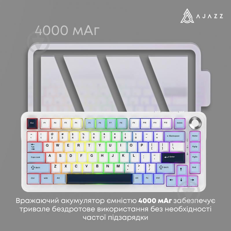 Клавіатура бездротова Ajazz MAX PLUS -Daydream Switch-Blue-White-Dark Blue-3 model-with screen- RGB (AK820MAX-DD-BWD) whi - фото 4 Клавіатура бездротова Ajazz MAX PLUS -Daydream Switch-Blue-White-Dark Blue-3 model-with screen- RGB (AK820MAX-DD-BWD) whi - фото 4