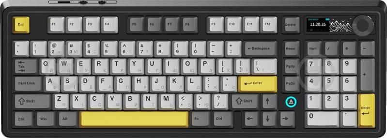 Клавиатура беспроводная Ajazz (AK980-CS-BGY) Clear Sky Switch -Black-Gray-Yellow- 3 Model-With Screen RGB Black