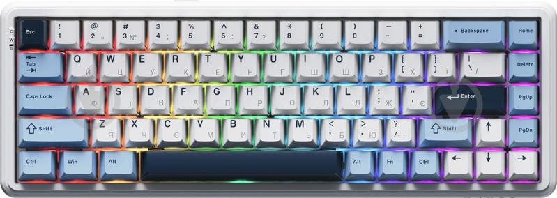 Бездротова механічна клавіатура Ajazz AK680 MAX (8+8K), Magnetic Switch, Blue-Dark Blue Key, RGB, White (AK680-M-BWD-A)