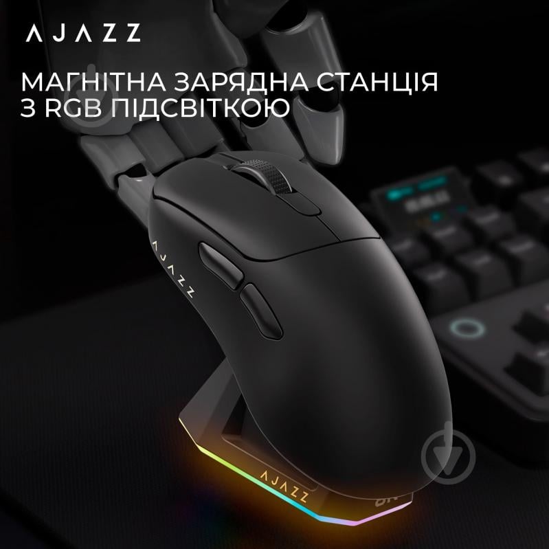 Мышка беспроводная Ajazz PRO -3 Mod-Black-3395-8K Charging Dock black (AJ179-PRO-B) - фото 8 Мышка беспроводная Ajazz PRO -3 Mod-Black-3395-8K Charging Dock black (AJ179-PRO-B) - фото 8