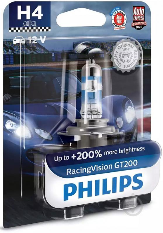 Автолампа галогенна Philips RacingVision GT200 H4 60/55 Вт 1 шт.(12342RGTB1) - фото 4