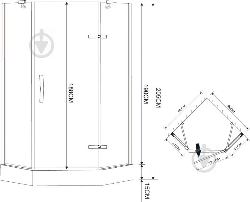 Душевая кабина Eger Stefani 90x90 + cкребок для ухода 599-535+555-SP01 - фото 2