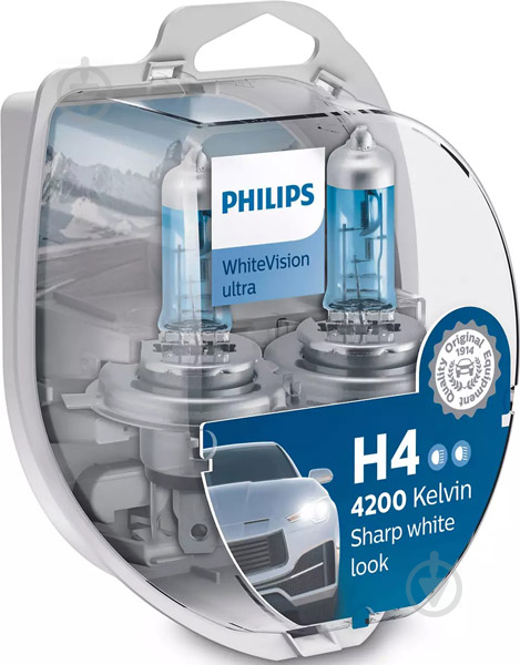 Автолампа галогенная Philips WhiteVision Ultra H4 60/55 Вт 2 шт.(12342WVUSM) - фото 3