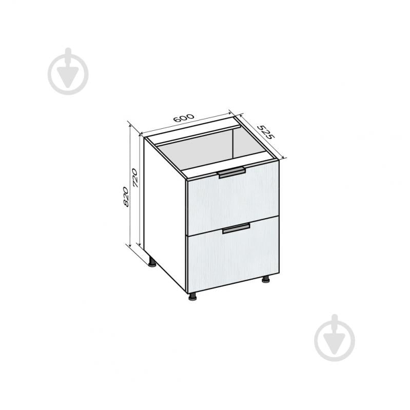 Тумба нижня з двома шухлядами МС Смарт Мілос 600х820х525 мм білий глянець/білий LuxeForm - фото 3
