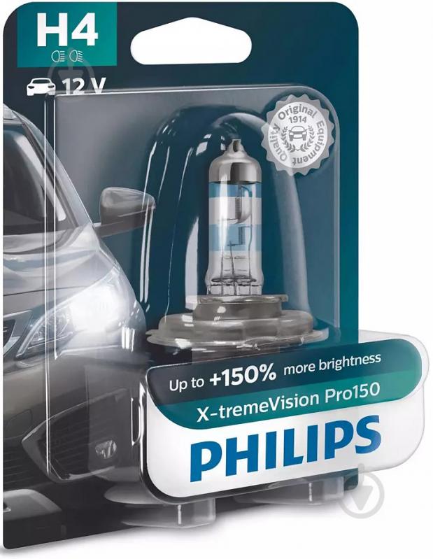 Автолампа галогенна Philips X-tremeVision Pro150 H4 60/55 Вт 1 шт.(PS 12342 XVP B1) - фото 3