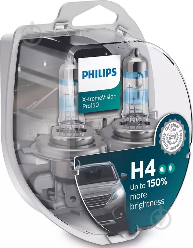 Автолампа галогенна Philips X-tremeVision Pro150 H4 60/55 Вт 2 шт.(PS 12342 XVP S2) - фото 3