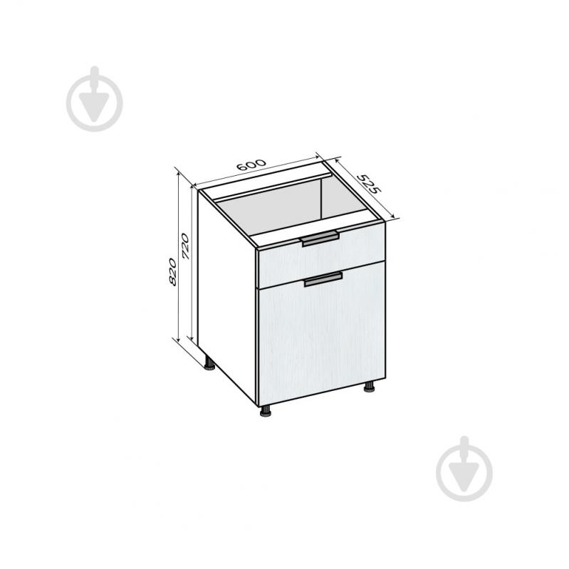 Тумба нижня з однією шухлядою МС Смарт Мілос 600х820х525 мм білий глянець/білий LuxeForm - фото 3