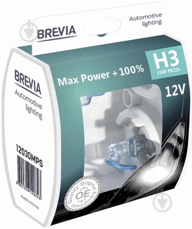 Автолампа галогенна Brevia 12030MPS Max Power+100% H3 55 Вт 2 шт.(12030MPS) - фото 2