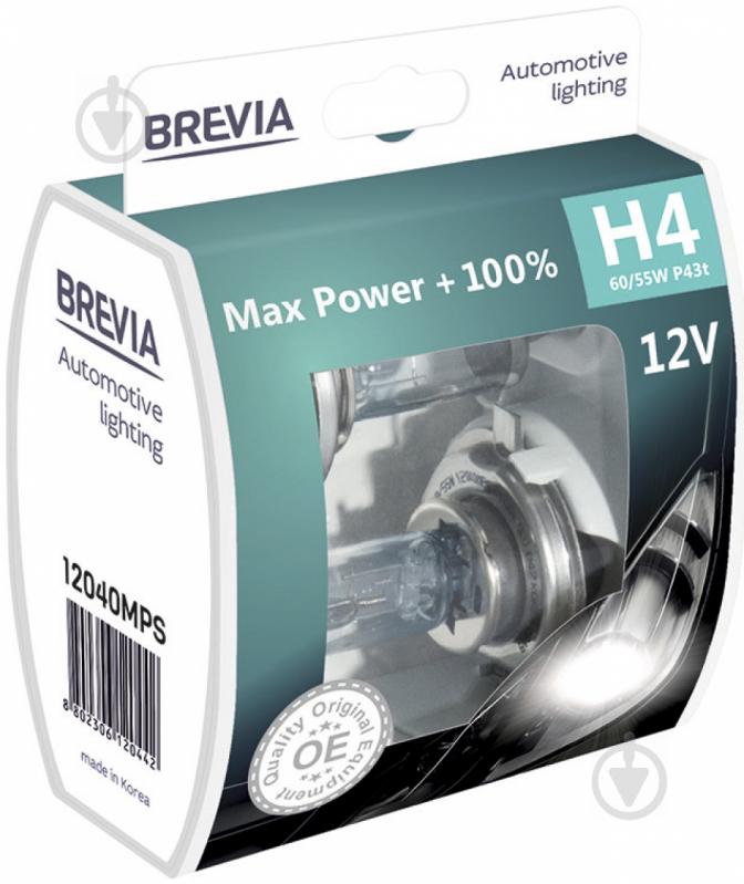 Автолампа галогенная Brevia Max Power+100% (12040MPS) H4 60/55 Вт 2 шт.(12040MPS) - фото 2