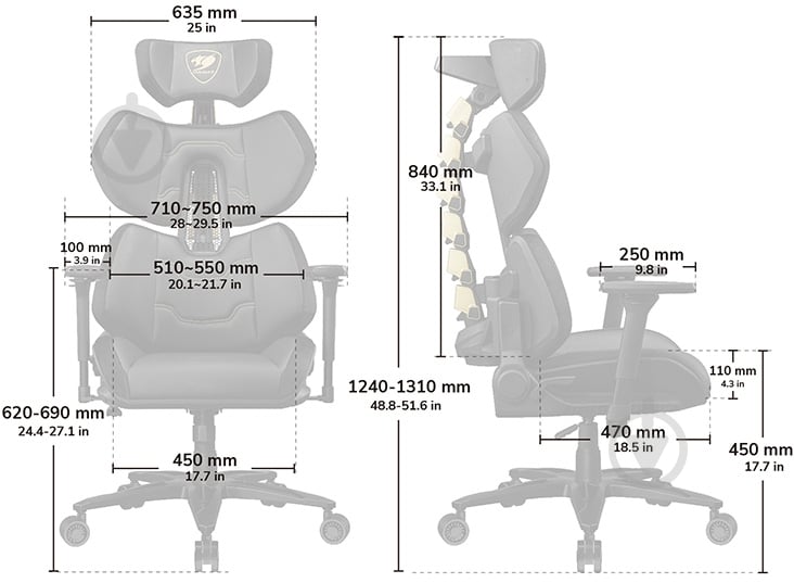Кресло игровое Cougar TERMINATOR ELITE черный - фото 10