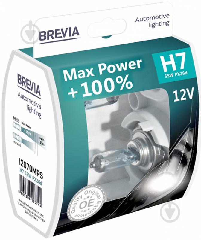 Автолампа галогенна Brevia Max Power+100% (12070MPS) H7 55 Вт 2 шт.(12070MPS) - фото 2