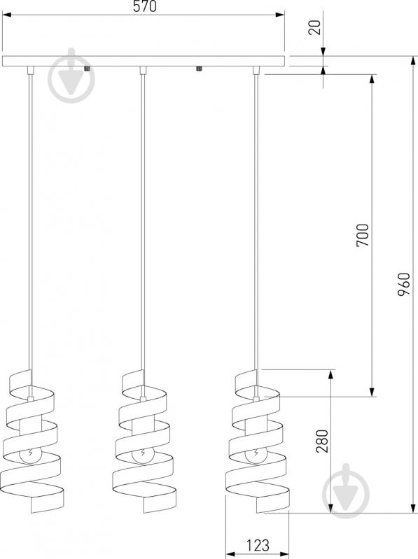 Підвіс Strotskis Storm 3x40 Вт E27 чорний 50058/3 - фото 4