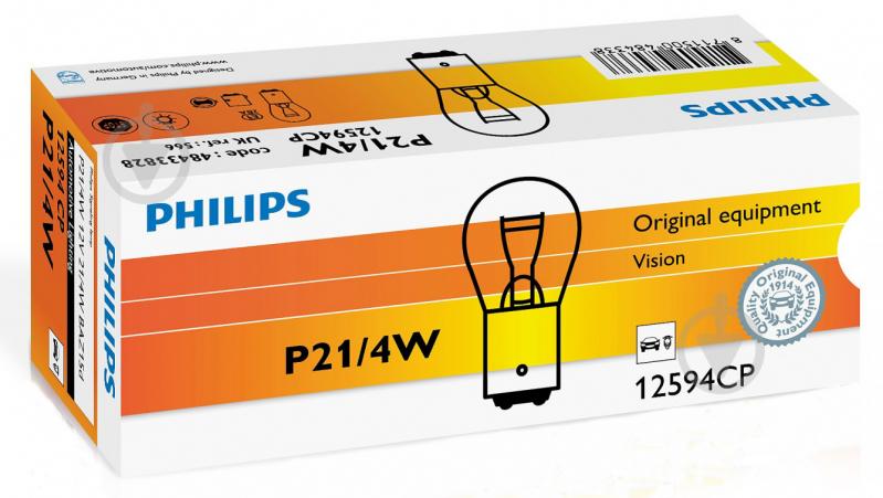 Автолампа накаливания Philips (48433828) P21/4W 4 Вт 1 шт.(48433828) - фото 3