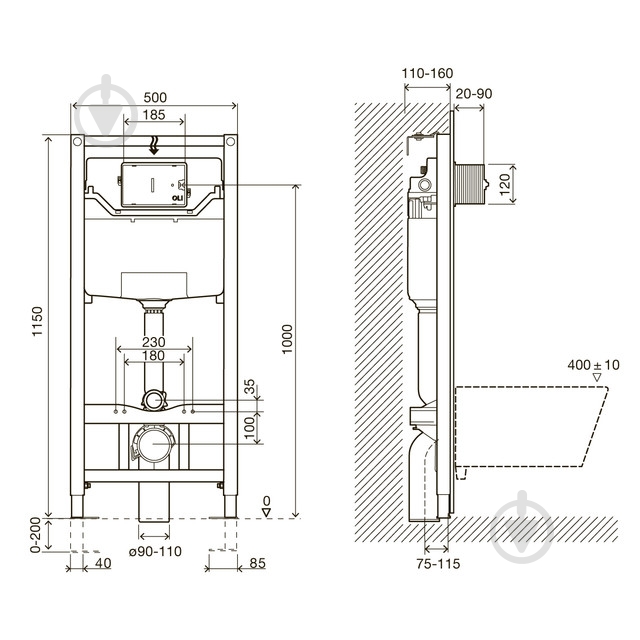 Комплект инсталляции Villeroy & Boch с кнопкой хром и унитаз Architectura DirectFlush 4694HR01+i8120 - фото 2