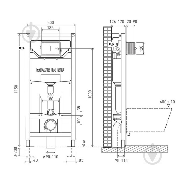 Комплект инсталляции Villeroy & Boch Master Neo и унитаз Architectura DirectFlush 4694HR01+201010 - фото 2