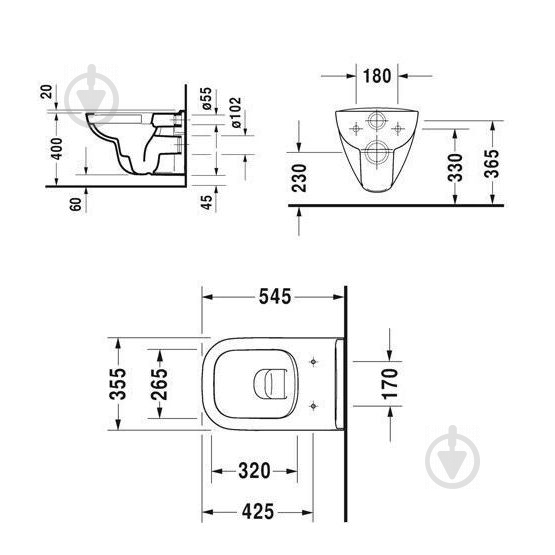 Унитаз подвесной DURAVIT D-code 45700900A1 с сиденьем Soft-close - фото 2