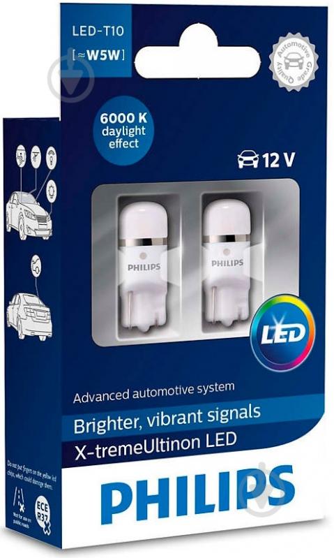 ᐉ Автолампа светодиодная Philips X-tremeUltinon LED W5W 1 Вт 2 шт ...
