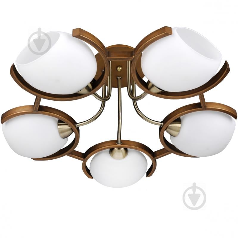 Люстра стельова Victoria Lighting Odeon/PL5 5x60 Вт E14 горіх - фото 1