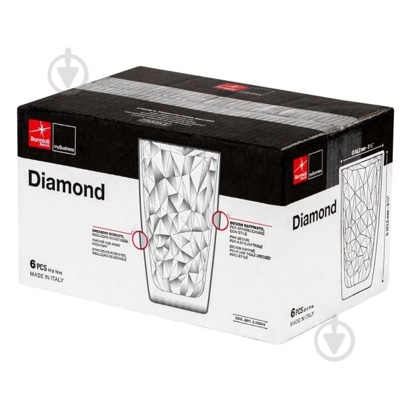 Набор стаканов Bormioli Rocco Diamond 350240M02321990/6 470 мл 6 шт. - фото 2 Набор стаканов Bormioli Rocco Diamond 350240M02321990/6 470 мл 6 шт. - фото 2