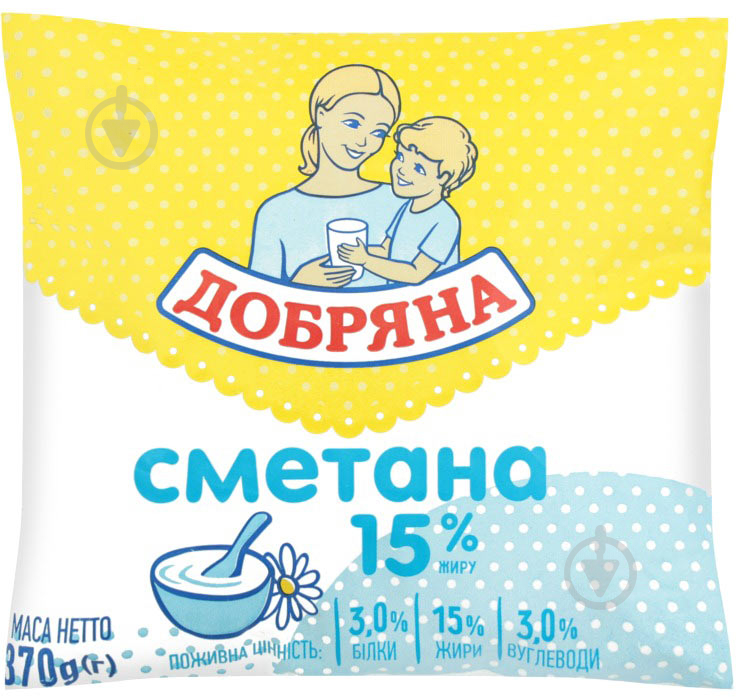 Сметана ТМ Добряна 15% 370 г - фото 1