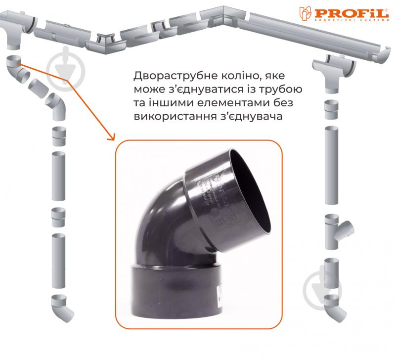 Колено PROFiL 67° 75 мм черный - фото 2