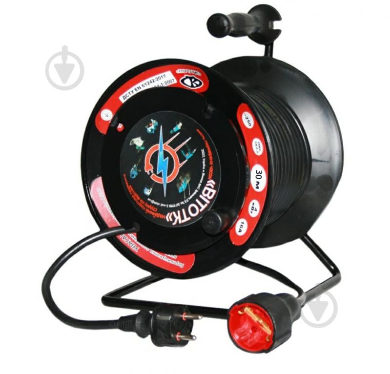 Удлинитель ОТК с заземлением 1 гн. черный 30 м Д-30-3х2,5 - фото 1