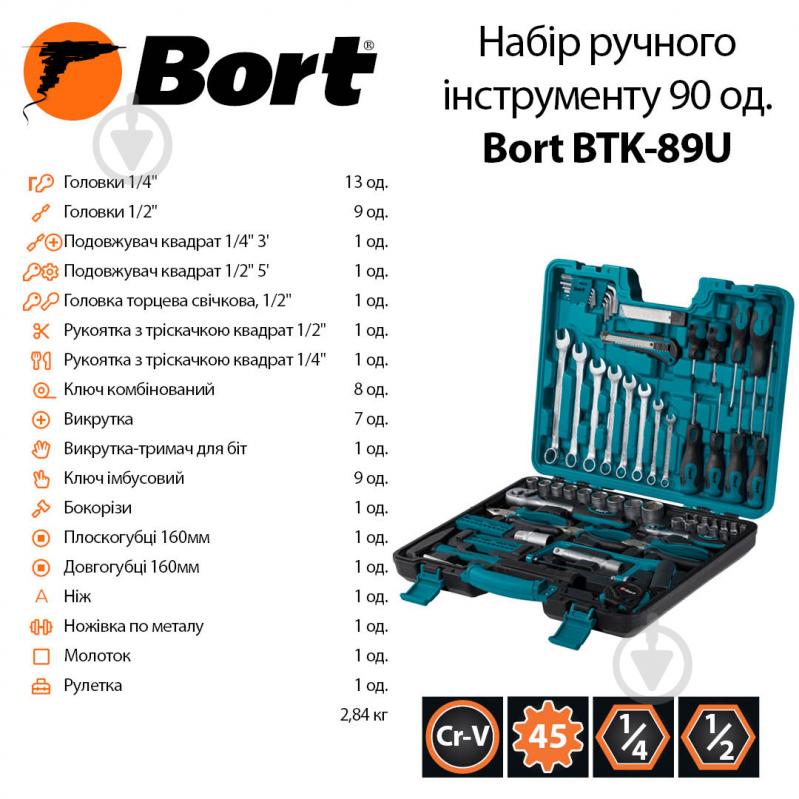 Набор ручного инструмента Bort 89 шт. BTK-89U - фото 4