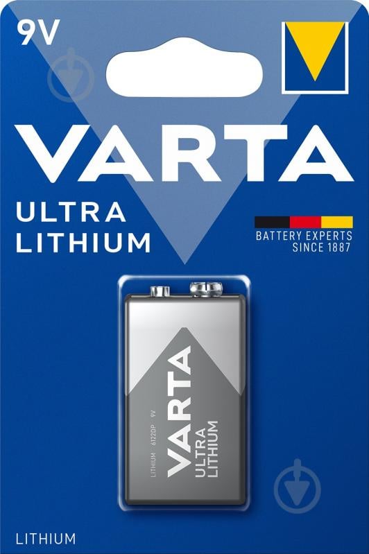 Батарейка Varta ULTRA LITHIUIM 9V BLI 6F22 (крона) 1 шт. (6122301401) - фото 1