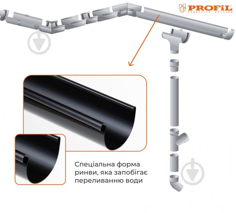 Ринва водостічна PROFiL 130 мм 3 м чорний - фото 2