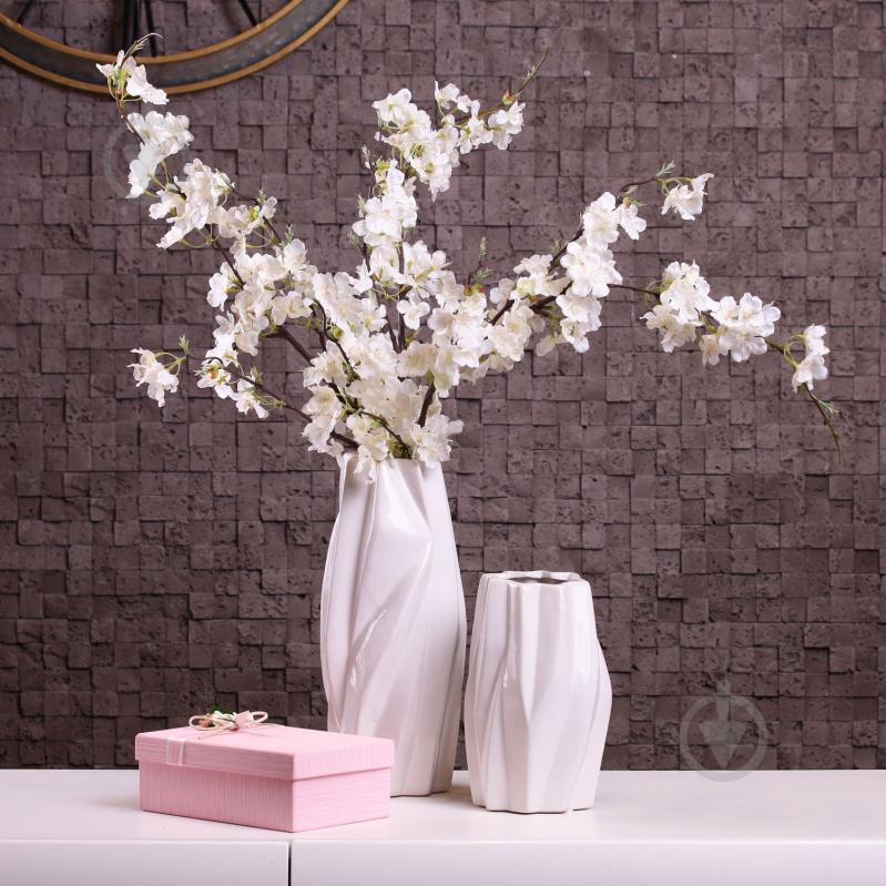 Ваза керамическая Luna Crystal 13х13х30 см 30 см белая PS31481 - фото 3