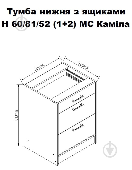 Тумба нижняя МС Камилла (3я) 60х81х52 дуб эвок прибрежный/дуб эвок прибрежный Центр Меблів - фото 3