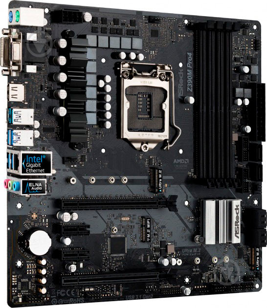 Материнская плата ASRock Z390M PRO4 (Socket 1151, Intel Z390, mirco ATX) - фото 2