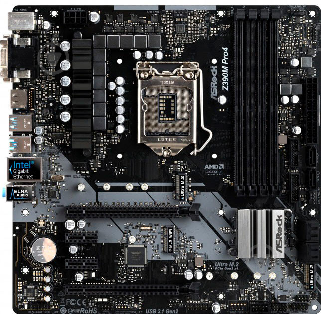 Материнская плата ASRock Z390M PRO4 (Socket 1151, Intel Z390, mirco ATX) - фото 1