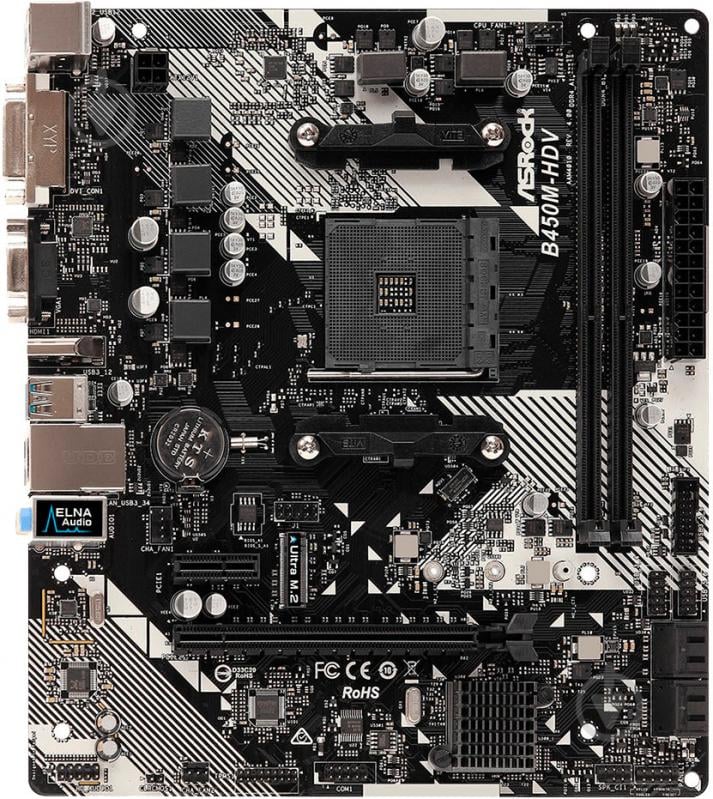 Материнська плата ASRock B450M-HDV R4.0 (Socket AM4, AMD B450, mirco ATX) - фото 1