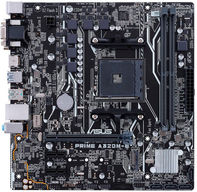 Материнська плата Asus PRIME A320M-E (Socket AM4, AMD A320, mirco ATX) - фото 1