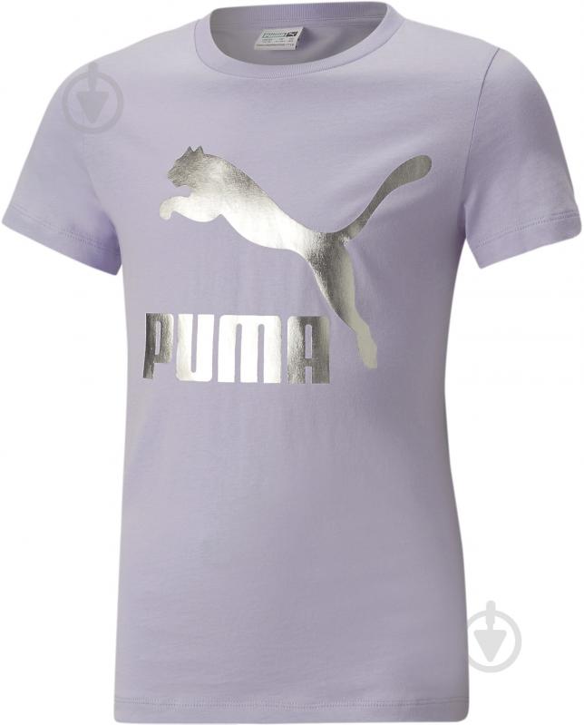 Футболка Puma CLASSICS LOGO TEE G 53020825 р.128 фиолетовый - фото 1