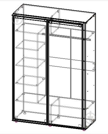 Шкаф-купе Торнадо 2дв ТН03 Вісент ДСП 1600x600x2400 мм белый/графит супермат двери / МДФ / зеркало - фото 2