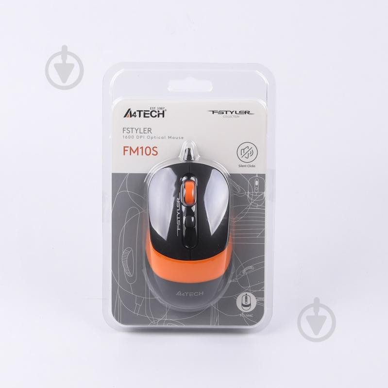 Мышка A4Tech бесшумная Fstyler FM10S (Orange) - фото 5