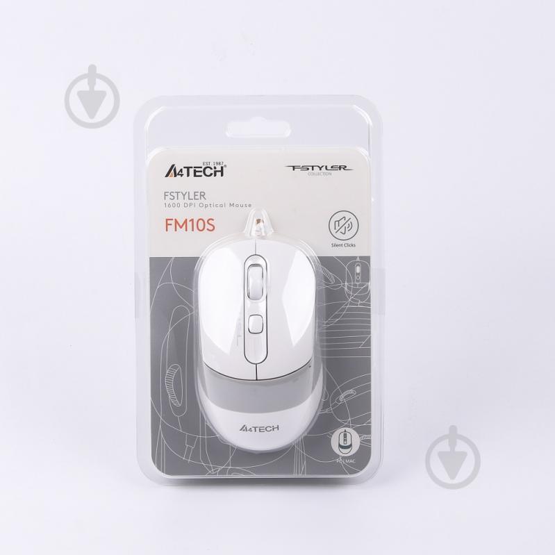 Мышка A4Tech бесшумная Fstyler FM10S (White) - фото 5